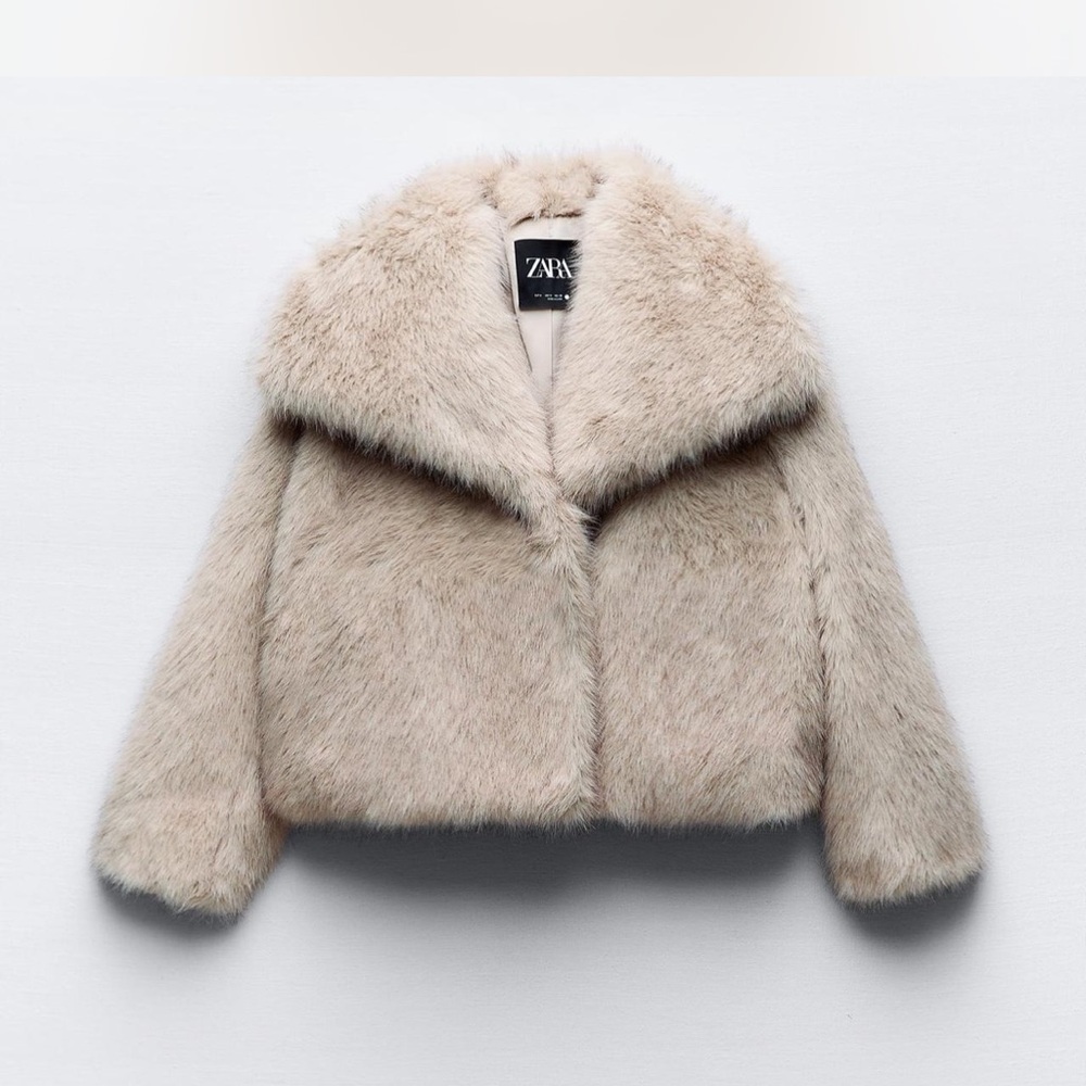 Zara Cream Faux Fur Jacket